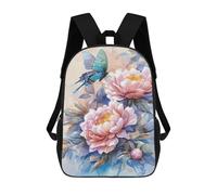 sinyumoney Butterfly And Peony Painting Backpack School Bag Large School Backpack for Boys - Perfect for Travel, Work And Daily Use 17inch