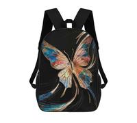 sinyumoney Butterfly Art with Gold And Colors School Bag Bookbag 3D Printed Children's Backpacks for Kids Boy Girl Book Bags Kids School Bag Travel Rucksacks 17inch