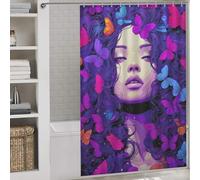 sinyumoney Butterfly Dreams A Whimsical Portrait -2 Anti-Mould Proof Resistant Quick Drying Proof Resistant Bath Curtains for Shower for Bathroom Wet Room 56.30x70.87Inch（143x180cm）