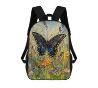 sinyumoney Butterfly Garden Painting-3 School Backpack High Secondary School Bags Casual Backpack for Girl, Teen Girls 17inch