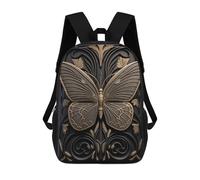 sinyumoney Butterfly Gold Relief Deco Rucksack Travel College Rucksack Backpacks for Campus Outdoor Travel Sports 17inch