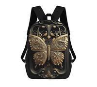 sinyumoney Butterfly Golden Art Deco Backpack School High Secondary School Bags Casual Backpack for Camping Outdoor Adventures And Daily Travel 17inch