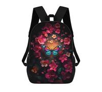 sinyumoney Butterfly in Bloom, Fantasy Spring Illustration Children's 17 Inch School Backpack 3D Printed Anime Movies for Kids Travel Rucksacks Book Bags Kids School Bag