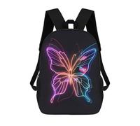 sinyumoney Butterfly Neon Animal Children's School Backpack 3D Printed for Kids Travel Rucksacks Book Bags Kids School Bag 17inch