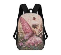 sinyumoney Butterfly Pink Fairy in A Flower Garden Backpack School Bag Large Lightweight Casual Backpack for Campus Outdoor Travel Sports 17inch
