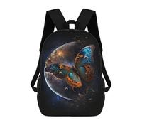 sinyumoney Butterfly Planet Fantasy Artwork Kids Backpack,School Backpack Kids School Bag 3D Printed Cartoon Large Capacity Backpack for Kids Boys And Girls 17inch
