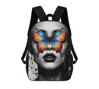 sinyumoney Butterfly Vision Woman in Monochrome School Backpack for Girls Backpack Water Repellent Casual Daypack Lightweight Rucksack Boy Girl School Backpack 17inch