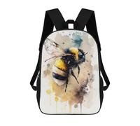 sinyumoney Buzzing Bee Watercolor Kids Backpack, Kids School Bag 3D Printed School Backpacks for Boys And Teenager School Students 17inch