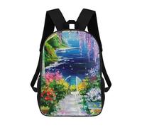 sinyumoney By The Sea Children's Backpack, 3D Printed School Backpack, Backpack for Boys Girls, Adjustable School Bag for Primary School 17inch