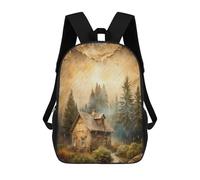 sinyumoney Cabin in The Woods Rainy Day School Backpack School Secondary High School College Backpack Travel for Men/Women 17inch