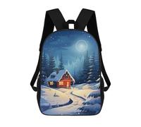 sinyumoney Cabin in Winter at Night School Bag Backpack Teen Schoolbag 3D Printing Adjustable Schoolbag Fashion Pocket Bag for Kids Boys Girls Students And Teenagers Fans 17inch