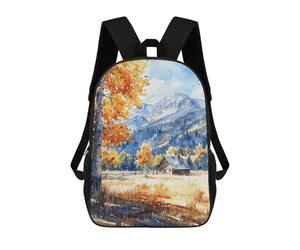 sinyumoney Cabin Mountain Fall Backpacks 3D Printed 17inch Kids School Backpack Outdoor Casual Daypack Casual Travel Bags for Middle School Students