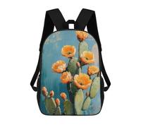 sinyumoney Cactus Blossom in A Desert Painting Backpacks 3D Printed Kids School Backpack Outdoor Casual Daypack Fashion Casual Children Backpacks Cute Travel Bags 17inch