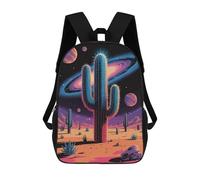 sinyumoney Cactus Desert Galaxy Digital Art Children's Backpacks School 3D Printed Bag Bookbag for Kids Travel Rucksacks Boy Girl Book Bags Kids School Bag 17inch