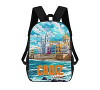 sinyumoney Cadiz Spain Travel Backpacks Kids Student Schoolbag,3D Printed Backpacks,Elementary And Middle School Students Backpacks for Boys Girls 17inch