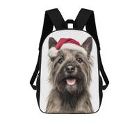 sinyumoney Cairn Terrier Dog with Santa Hat Portrait Rucksack Daypacks Business Backpack Water Resistant Bookbag for Men/Women 17inch
