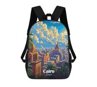 sinyumoney Cairo, Egypt Cityscape Illustration Children's School Backpack Fashion Casual Children's Backpacks 3D Printed School Bags Boy Large Backpack 17inch