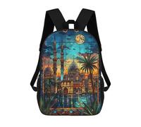 sinyumoney Cairo Moonlit Serenity Kids School Backpack School Bag 3D Printed School Bag for Boys Elementary And Middle School Students 17inch