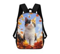 sinyumoney Calico Cat in Autumn Leaves School Bags Lightweight Airport College Students Back Pack for Camping Outdoor Adventures And Daily Travel 17inch