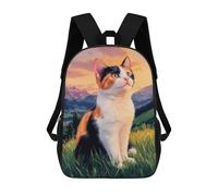 sinyumoney Calico Cat in Mountain Landscape School Bags Rucksack Casual Daypacks School Work Travel Bag for Teenage Girls Boys Women Men 17inch