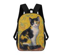 sinyumoney Calico Cat Painting Art Print Backpacks Kids 17inch School Backpack School Bag 3D Printed School Bag for Boys Elementary And Middle School Students