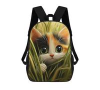 sinyumoney Calico Kitten in Grass Backpack School Backpack Kids School Bag Large Capacity Kids Backpack for School Rucksack 3D Book Bag Gifts for Kids 17inch