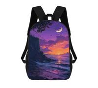 sinyumoney California Beach Pixel Art 3D Printed School Backpack Casual Children's Backpacks 3D Printed School Bag for Boys Elementary And Middle 17inch