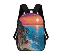 sinyumoney California Coast Pixel Art School Backpack Schoolbags For Girls Boys Backpack With Pocket Fashion School Bag Kids Backpack 17inch