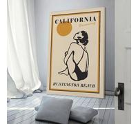 sinyumoney California Dreaming Huntington Beach Art Print Art Work for Home Walls Wall Decor Ready to Hang for Bathroom Toilet Decor Large Canvas Wall Art for Living Room 16x24inch(40x60cm)