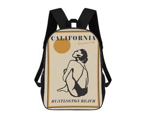 sinyumoney California Dreaming Huntington Beach Art Print Children's 17 Inch School Backpack 3D Printed Cool Knapsack for Kids Travel Rucksacks Book Bags Kids School Bag