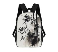 sinyumoney Calming Bamboo Ink Wash Backpack 3D Printed Children's School Backpack for Kids High Capacity Travel Rucksacks Book Bags Kids School Bag Back Pack 17inch