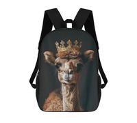 sinyumoney Camel Animal Cute King Kids School Backpack School Bag 3D Printed School Bag for Boys Elementary And Middle School Students 17inch