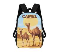 sinyumoney Camel Family Kids School Backpack School Bag 3D Printed School Bag for Boys Elementary And Middle School Students 17inch