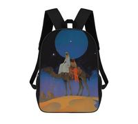 sinyumoney Camel Journey Under The Moon 3D Printed School Bag Children's School Backpack Schoolbags Travel Backpacks Casual Fashion Bag for Kids School Students 17inch