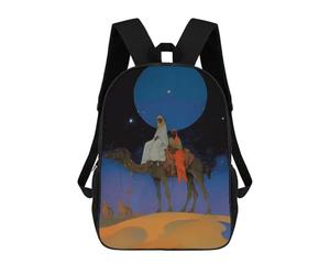 sinyumoney Camel Journey Under The Moon 3D Printed School Bag Children's School Backpack Schoolbags Travel Backpacks Casual Fashion Bag for Kids School Students 17inch