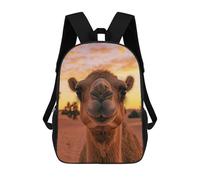 sinyumoney Camel Portrait at Sunset Wildlife Photo 3D Printed Children's School Backpack for Kids High Capacity Travel Rucksacks Book Bags Kids School Bag Back Pack 17inch