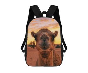 sinyumoney Camel Portrait at Sunset Wildlife Photo 3D Printed Children's School Backpack for Kids High Capacity Travel Rucksacks Book Bags Kids School Bag Back Pack 17inch