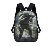 sinyumoney Camouflaged Soldier in Forest Backpack School Bag Business Laptop Rucksack Bag Unisex Casual Daypack for Teenage Girls Boys Women Men 17inch