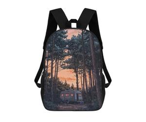 sinyumoney Camper Van Forest Backpack School Bag Rucksack Casual Daypacks School Work Travel Bag for Girl, Teen Girls 17inch