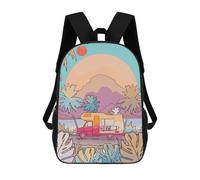 sinyumoney Camper Van Sunset Journey Kids Backpack Girls 3D School Bags, Children's Rucksack Toddler Schoolbag,Casual Daypacks Fashion Bookbag Bag 17inch