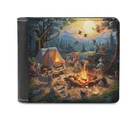 sinyumoney Campfire Tales in The Forest 3D Print Wallet Credit Card Holder Banknote Compartments Stylish Durable Leather Wallet Gifts 11.7cm*9.5cm