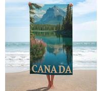 sinyumoney Canada Wilderness - Majestic Mountains And Mirror Lake Travel Poster Towels Bathroom Lightweight Soft Absorbent Beach Towel Perfect The Home 130cm*80cm