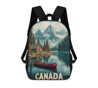 sinyumoney Canadian Mountain Lake Children's Backpack, 3D Printed School Backpack, Backpack for Boys Girls, Adjustable School Bag for Primary School 17inch