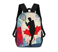 sinyumoney Canadian Tennis Player Silhouette 3D Printed Children's School Backpack for Kids High Capacity Travel Rucksacks Book Bags Kids School Bag Back Pack 17inch