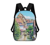 sinyumoney Canal In Colmar Backpack 3D Printed Children's School Backpack Kids Travel Backpacks High Capacity Book Bags Children's Backpack Rucksack 17inch