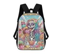 sinyumoney Candy Skull with Ice Cream Children's Backpacks School 3D Printed Bag Bookbag for Kids Travel Rucksacks Boy Girl Book Bags Kids School Bag 17inch
