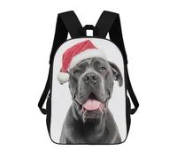 sinyumoney Cane Corso Dog with Santa Hat Portrait Children's School Backpack 3D Printed for Kids Travel Rucksacks Book Bags for Boys Elementary School Students 17inch