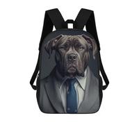 sinyumoney Cane Corso Suit Children's Backpack, 3D Printed School Backpack, Backpack for Boys Girls, Adjustable School Bag for Primary School 17inch