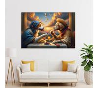 sinyumoney Canine Dinner A Royal Feast Art Work for Home Walls Wall Decor Ready to Hang for Bathroom Toilet Decor Large Canvas Wall Art for Living Room 24x36inch(60x90cm)