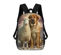 sinyumoney Canine Sheep Friendship Winter Scene Backpack School Bag Lightweight Casual Daypack School Backpacks for School/Work/Travel 17inch